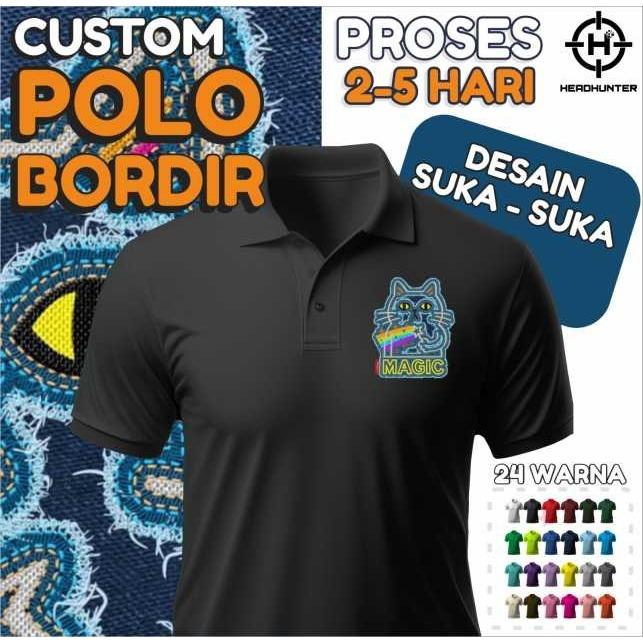 Baju Polo Custom Bordir Logo Perusahaan Toko Satuan & Partai Bebas Request Desain Bordir Nama Event 