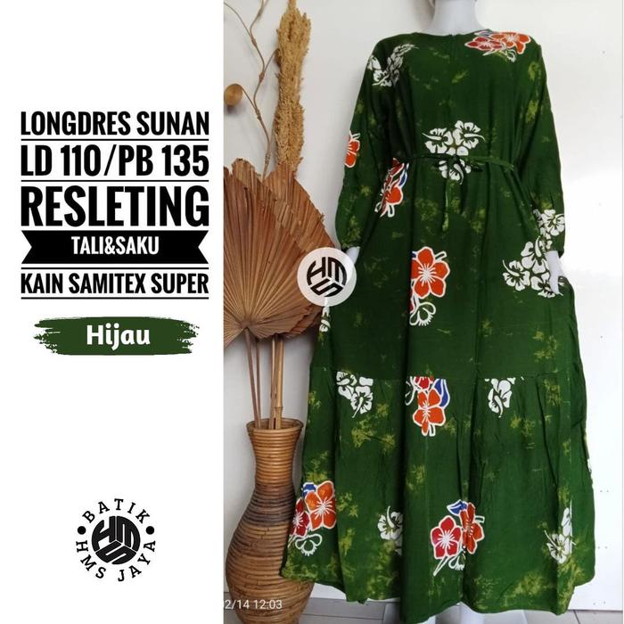 LONGDRESS SUNAN / BATIK LENGAN PANJANG / DRESS PANJANG BATIK PEKALONGAN / GAMIS BATIK CORAK SUNAN / 