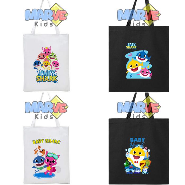 Totebag Tote Bag Goodiebag Goodie Bag Baby Shark Lucu Tas Anak Sekolah Tas Hampers Souvenir Ulang Ta