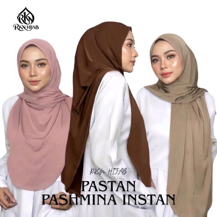 RKN Hijab Paket 3 PCS HIJAB PASHMINA INSTAN PASTAN OVAL JAHITAN MELINTANG DI DAGU Nyaman Kerudung Pa