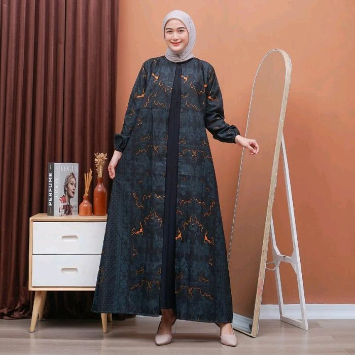 Gamis Batik Cardigan Busui Jumbo Motif Lires LD100 LD110 LD120 LD130 Baju Wanita Modern Terbaru
