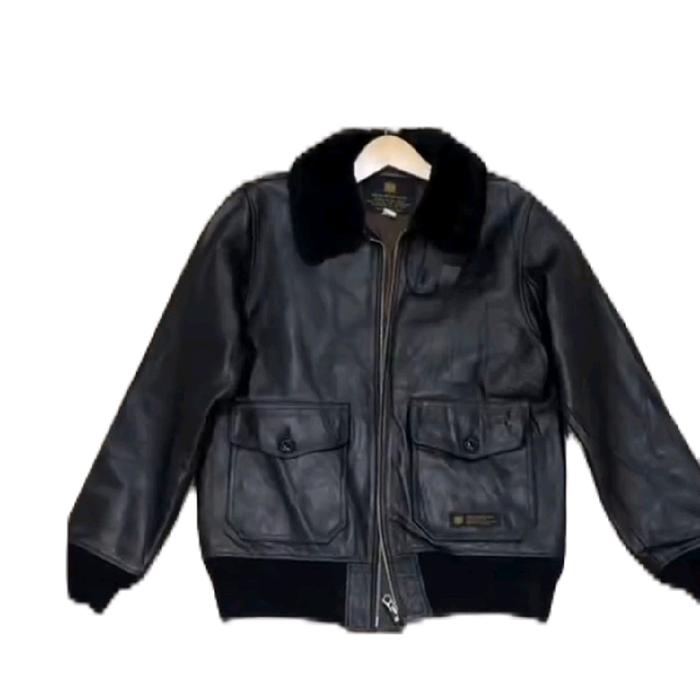 flight jacket kulit kuda Jaket Pria Tebal Hitam