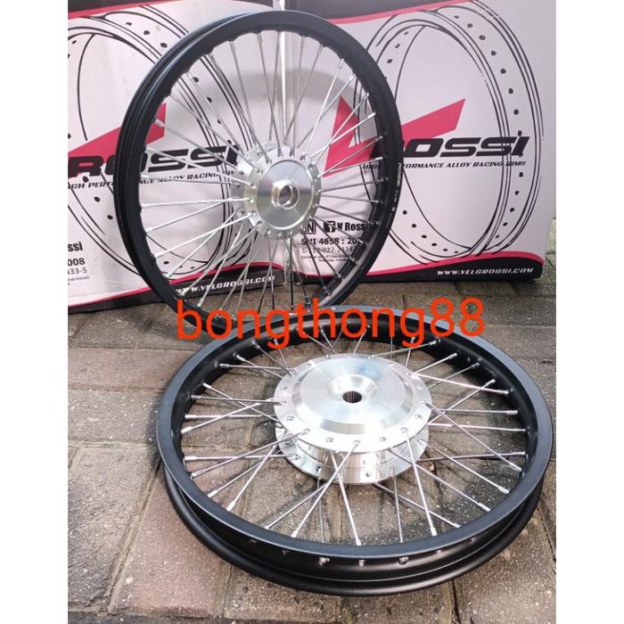 new paketan velg rossi hitam glossi /hitam drop  ring 17 jari jari crome stel lurus 140 140  beat va