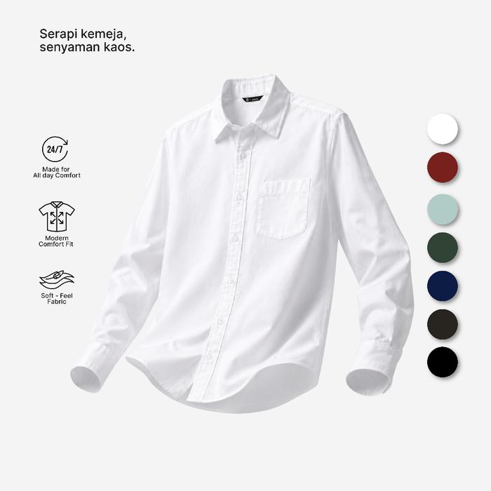 LARUSSO Kemeja Pria Polos Poplin Relax Fit Lengan Panjang Premium - On Repeat