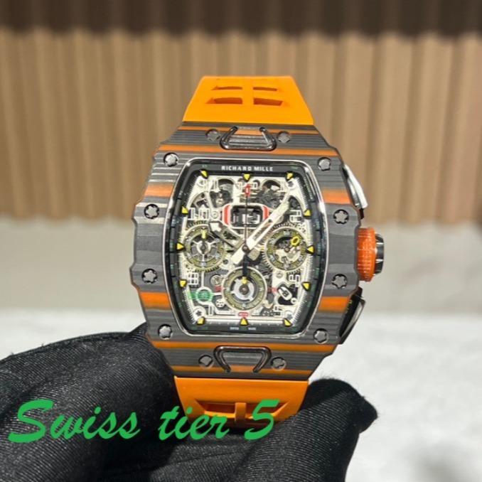 SWISS TIER 5Swiss ReplicaRichardMille RM11-03 McLaren Watch – Carbon Fiber Skeleton Chronograph with
