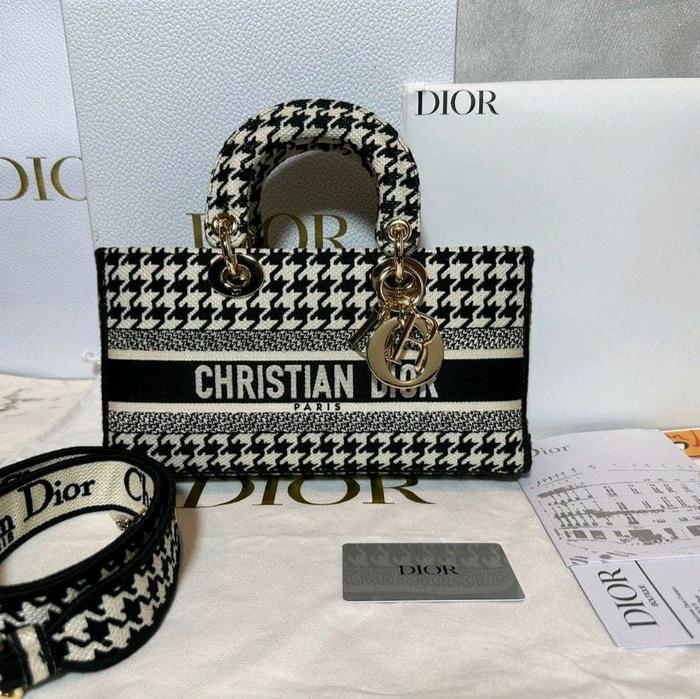 Authentic Dior Lady D-joy Houndstooth Embroidery Preloved