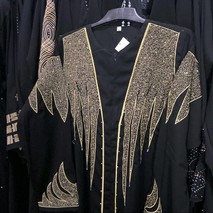 Hunna Abaya Full Bordir Bahan Jetblack Premium