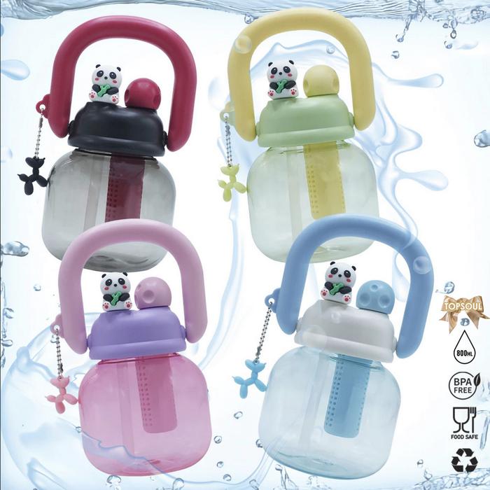 Botol Infused PANDA 800 ml / Tumbler Safari Gemoy Tebal Minum Sedotan Lucu Filter Water Chako Linlin