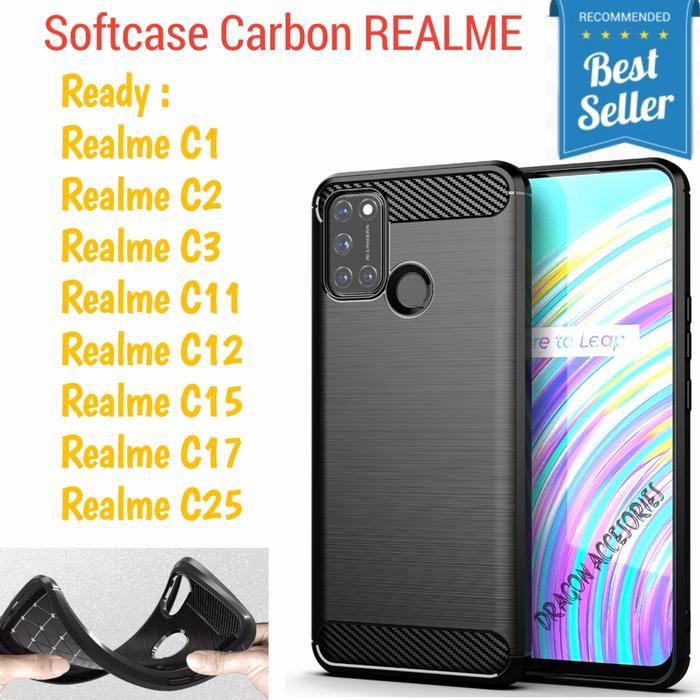 COMPATIBLE WITH  Softcase C25 C17 C15 C12 C3 Realme Silikon Slim Fit Carbon Fiber Case - C25