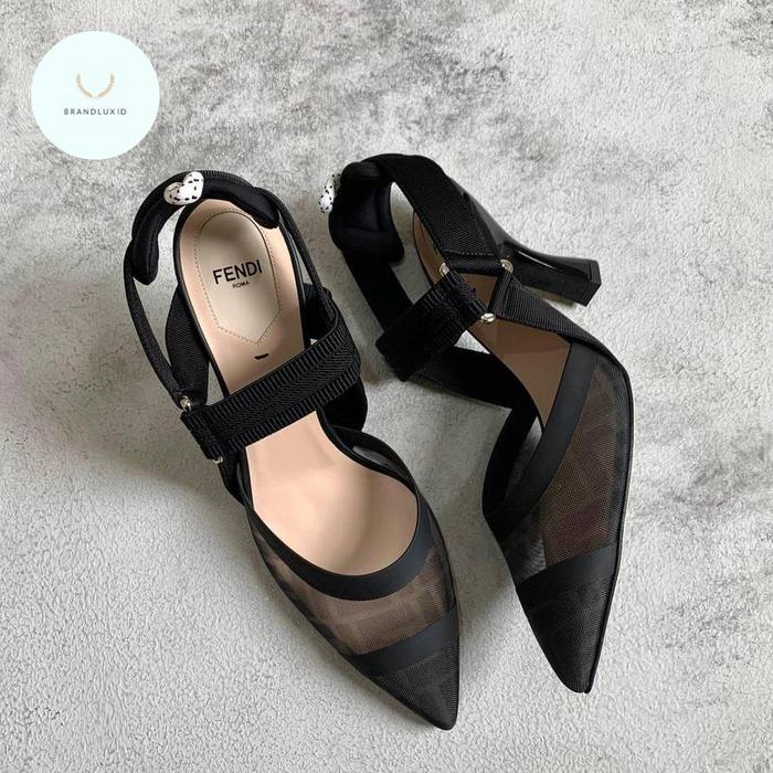 FENDI COLIBRI SLINGBACK 8,5CM 85MM BLACK