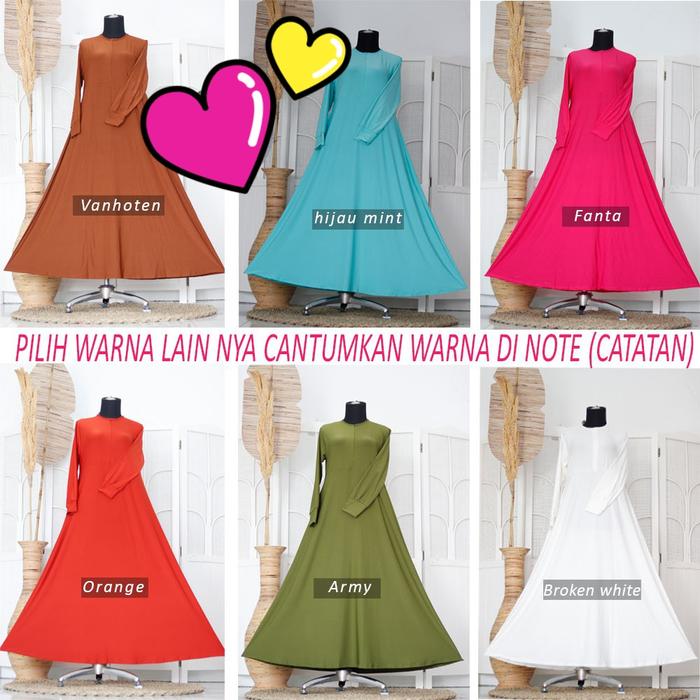 Diandra - Gamis Dress Jersey Polos Jumbo Xl Warna Putih Bersih Hitam Hijau Botol Army Turkish Turkis