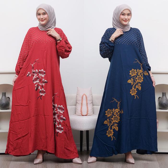 Baju Gamis Mewah Lebaran 2025 Terbaru Bahan Rayon Premium Model Terbaru Muslim