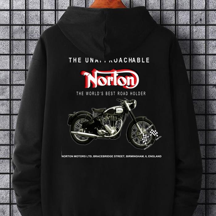 Sweater NORTON Motorcycle Logo British Classic Motorbike Hoodie Bahan Cotton Fleece | Ritsleting & J
