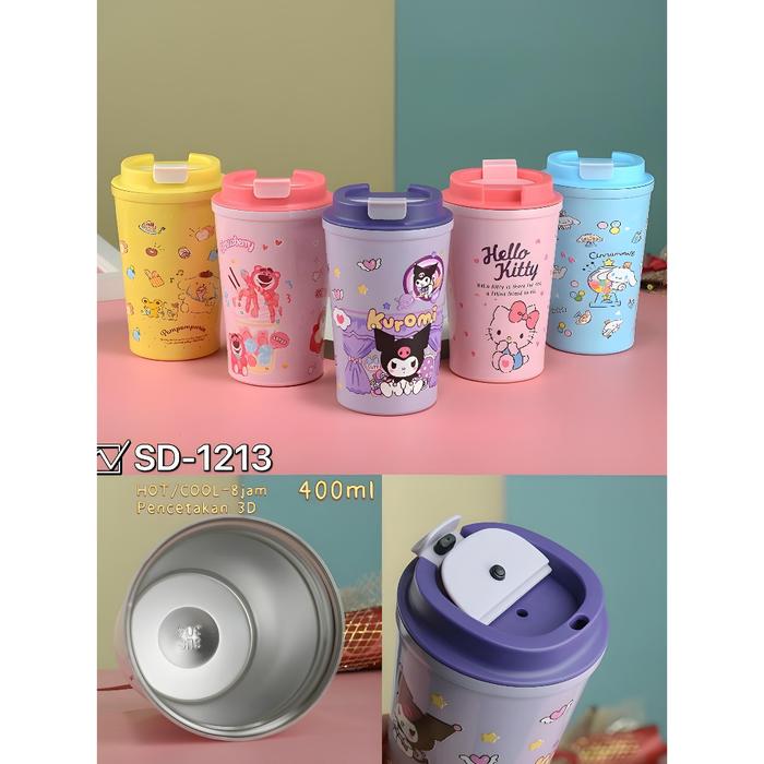 Mug Kopi Stainless Sanrio Termos Kopi Lotso Korumi Karakter Boneka Lucu Termos Stainless Steel Vacuu