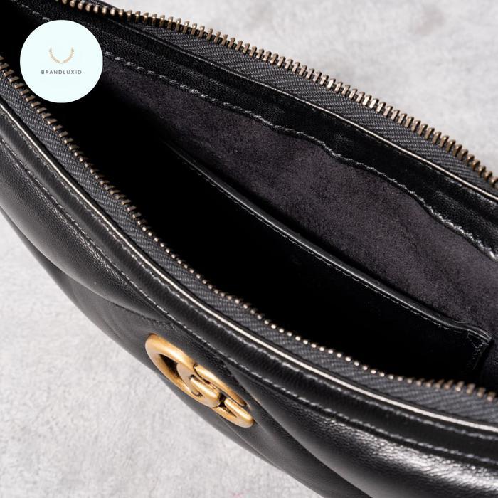 GUCCI GG MARMONT SMALL HOBO SHOULDER BAG GHW BLACK