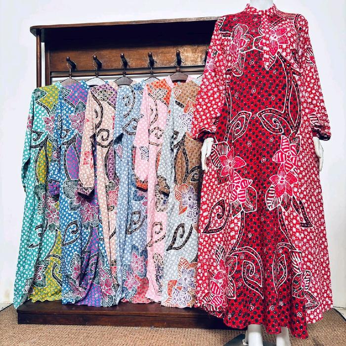BATIK AIS Daster Gamis Lengan Panjang  Karet Busui Resleting Batik Tulis Rayon