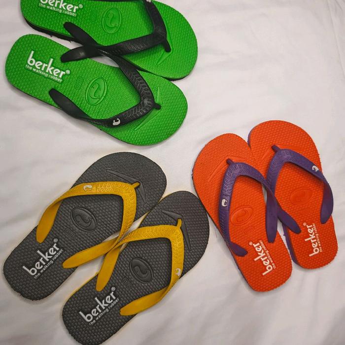 Berker Sandal Jepit Pria Wanita Berker Flip Flops Hijau Hitam Kuning Orange Nyaman dan Tahan Lama