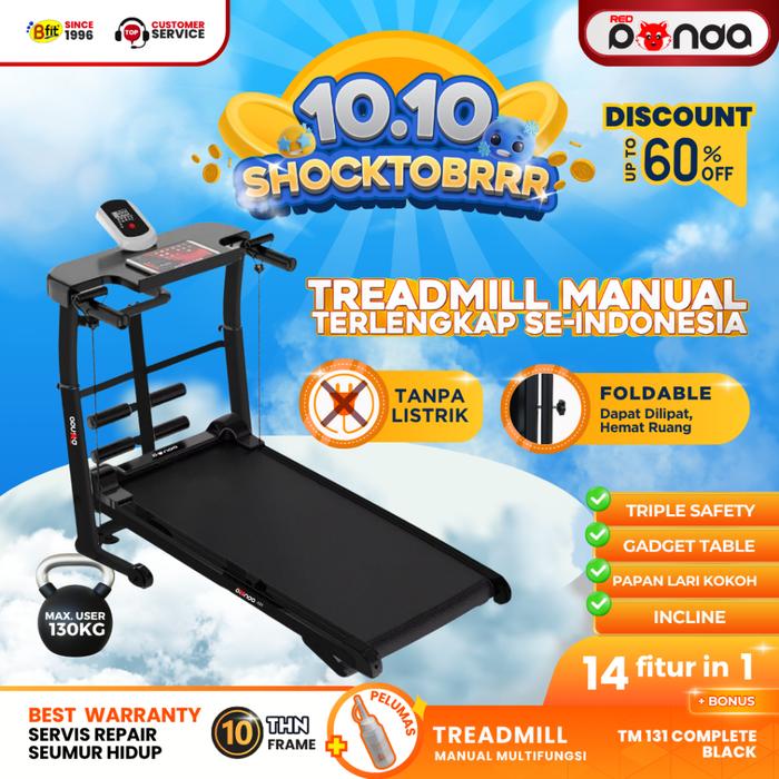 Treadmill Manual REDPANDA 131 Multifungsi Tanpa Listrik Lipat Portable Low Watt Fitness Gym