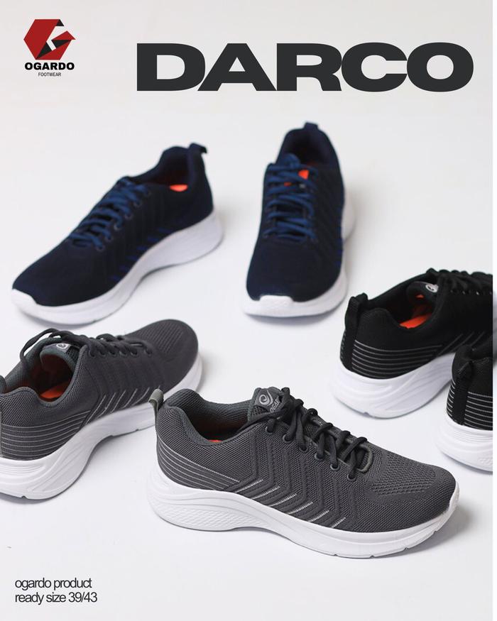 Ogardo Darco Sepatu & Sandal Casual Pria Hitam Sneakers Size 39/43 Promo Spesial Bulan Agustus Hanya