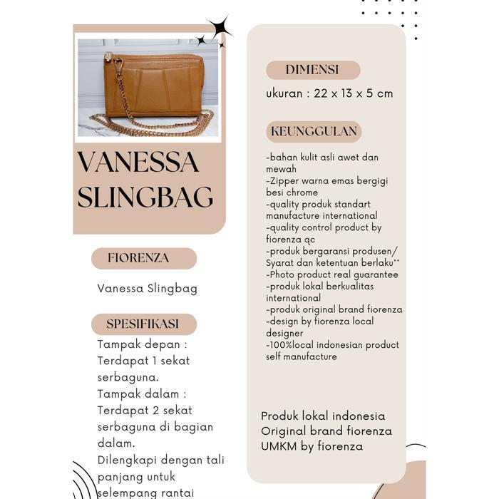 Fiorenza tas wanita kulit asli 100% Vanessa Sling bag genuine leather