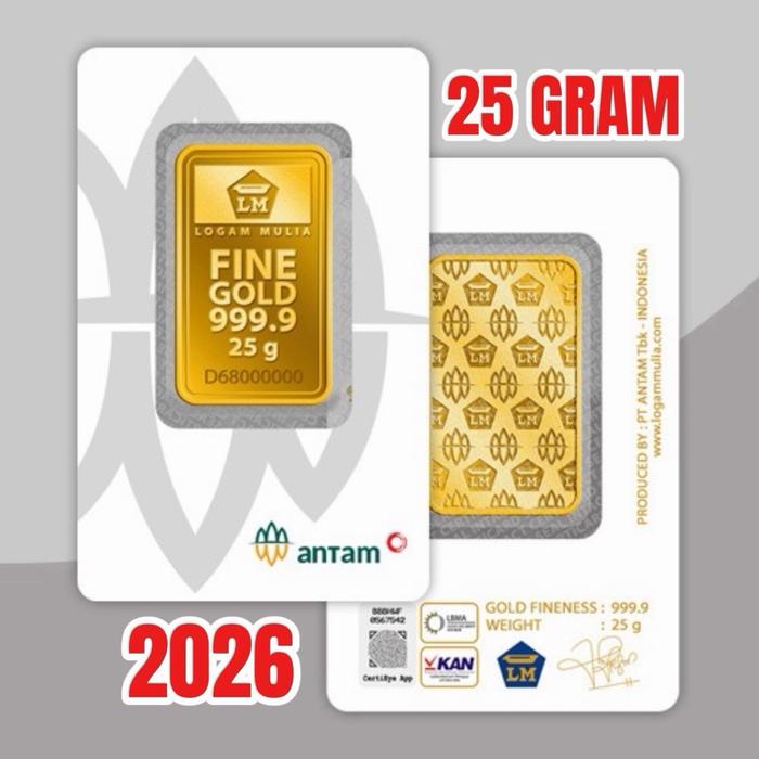ANTAM LOGAM MULIA CERTIEYE 25 GRAM, EMAS BATANGAN, LM ANTAM