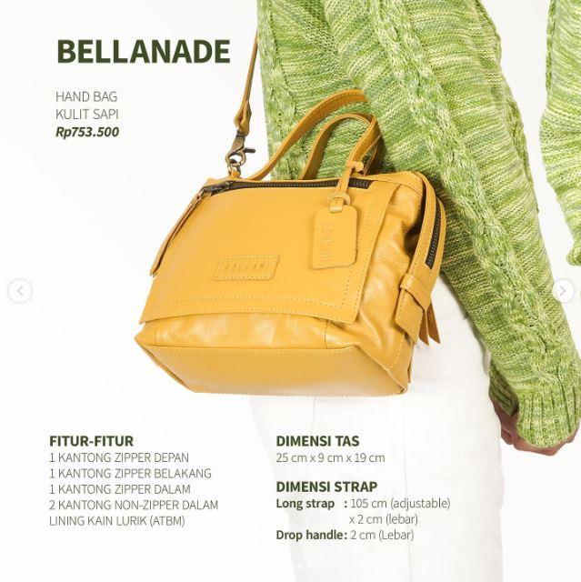 Abekani Leather Bellanade Hand Bag Perempuan Kulit Sapi Asli Tas Wanita Serbaguna Dengan Tali Panjan