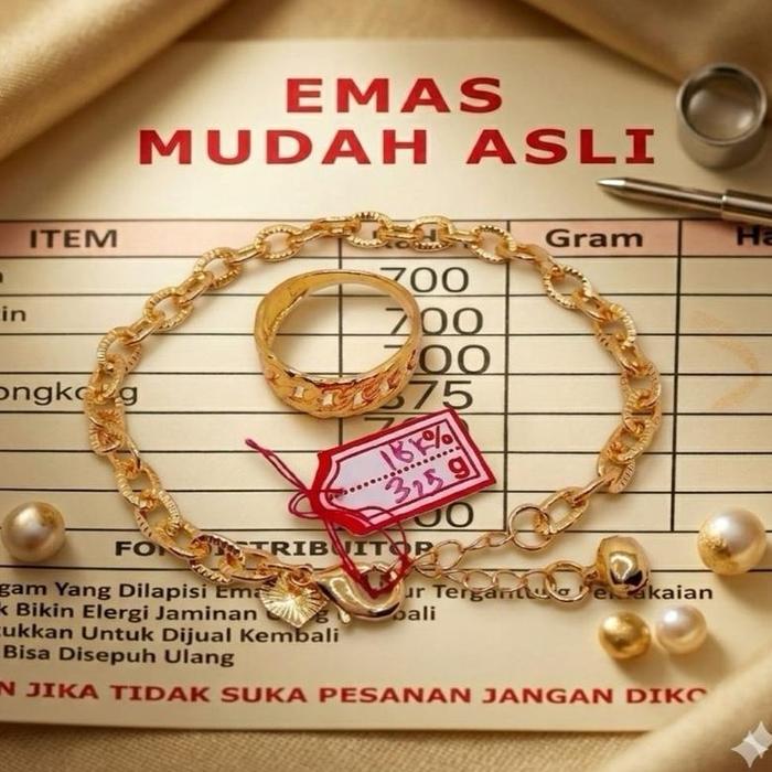 Gelang pecah kopi set cincin rantai free surat