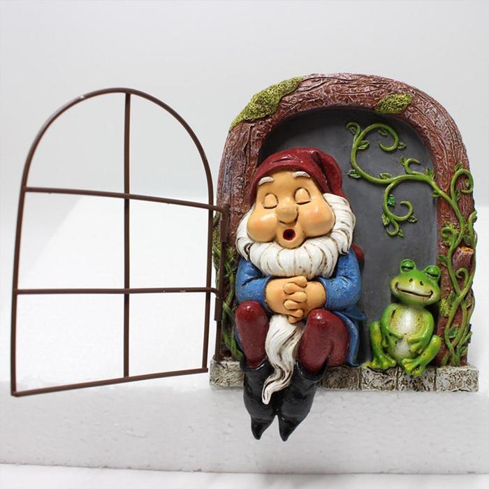 Creative Napping Garden Gnome And Frog Patio Ornament Napping Garden Dwarf Statue Figurine Garden Ac