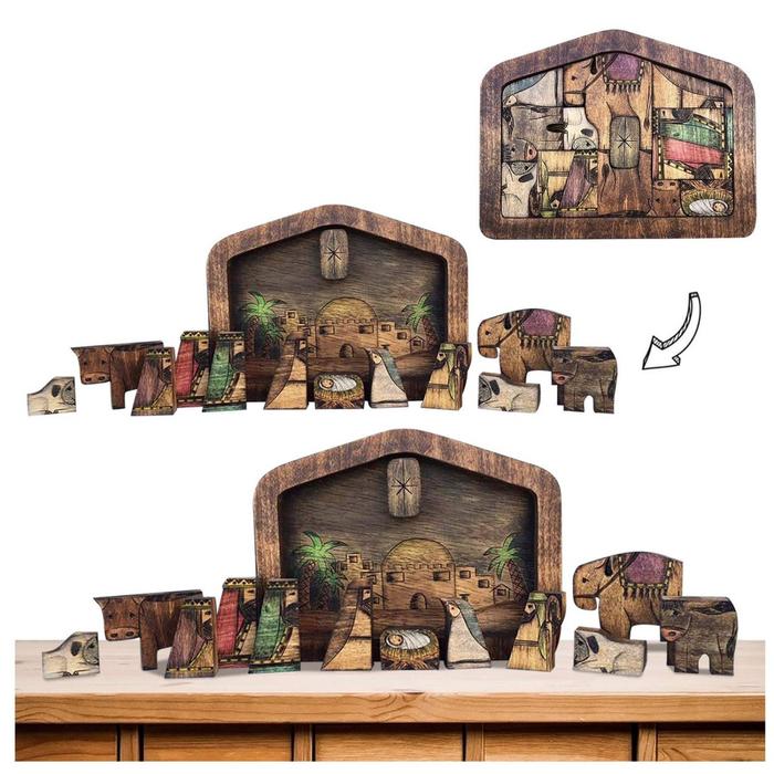 Nativity Puzzle Wooden Jesus Puzzles Puzzle Game Kids Desk Figurine