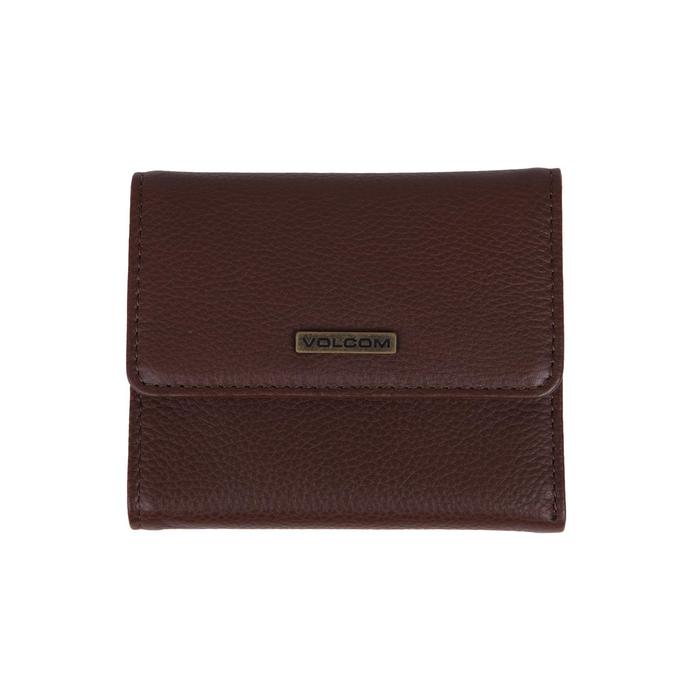 VOLCOM GLW MINITRIPI LEATHER WALLET BROWN