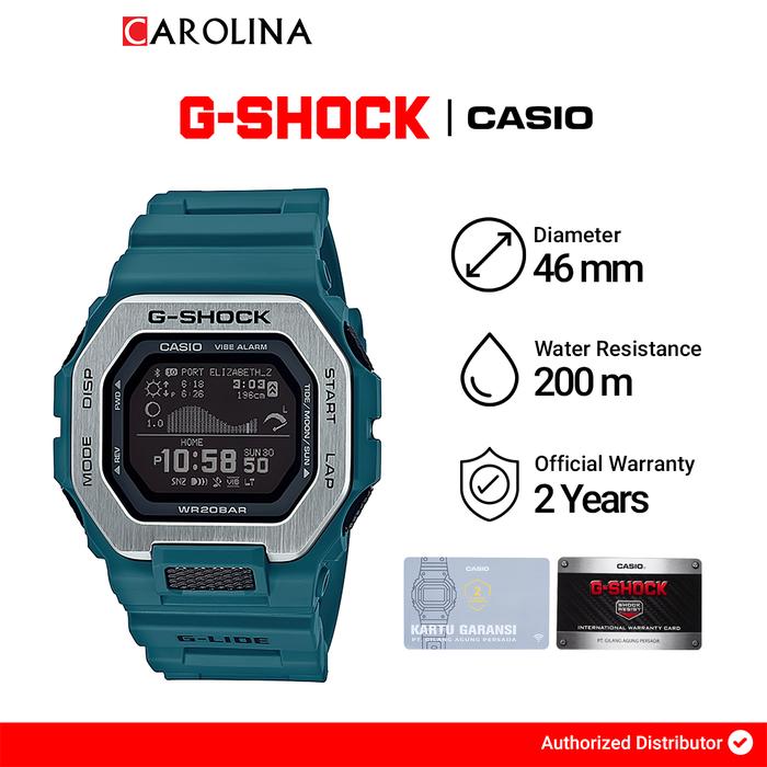 Jam Tangan Pria Casio G-Shock G-Lide GBX-100-2D Black Digital Dial Tosca Resin Band Watches