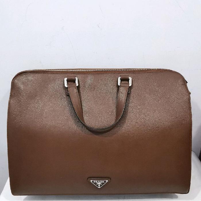 Tas kerja work bag top handle saffiano prada preloved ori
