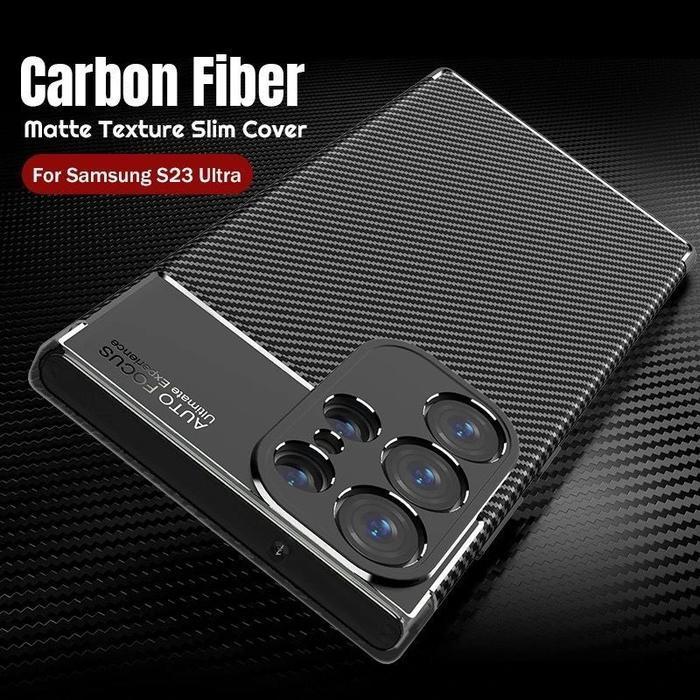 Case Samsung Galaxy S23 Ultra/ Samsung S23 Plus/ Samsung S23 2023 Softcase Shockproof Carbon Fiber C