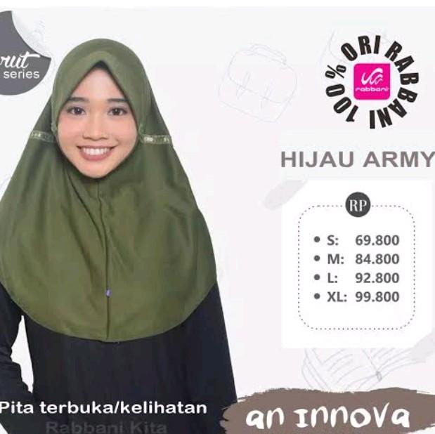 Rabbani Kerudung Rabbani Polyester Lembut Ukuran S Warna Hijau Army Dewasa Instan Muslim Panjang Sya