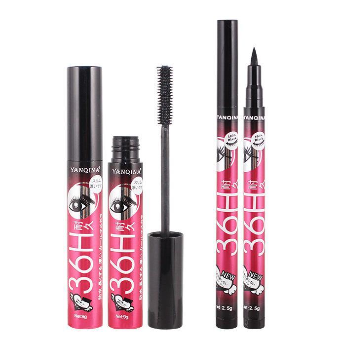 New 36 Hour Mascara & Eyeliner Set 2 In 1 Mascara Eyeliner Pencil 36H Long lasting Smudge Proof Liqu