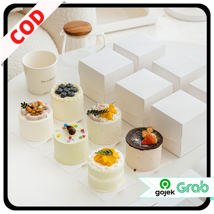 KAISSO - DUS KOTAK SNACK PUTIH POLOS DESSERT SLICE CAKE BOX MINI PACKAGING CAKE CHIFFON BOX PLAIN