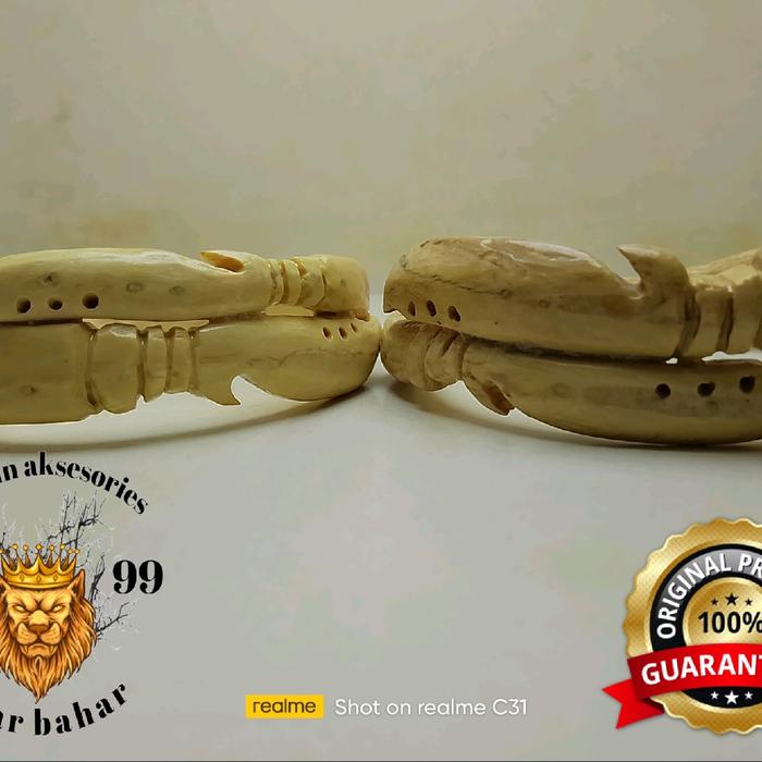 GELANG AKAR BAHAR PUTIH UKIR KUJANG KEMBAR ORIGINAL