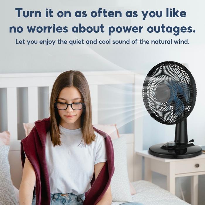 【Garansi 10 tahun】Kipas Angin 12/14Inch Desk Fan Hemat Energi kipas matahari 3 Mode Air Cooler kipas