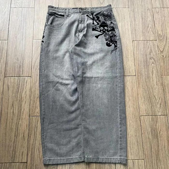 South pole New Retro Jeans Skull Watermark Loose Jeans Men's and Women Y2K Harajuku Gothic Hip Hop S