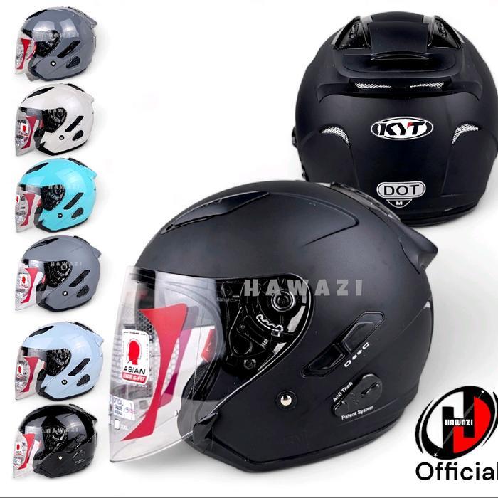 Helm Kyt Galaxy Flat R Solid All Varian | Helm Half Face Double Visor Motorcycle