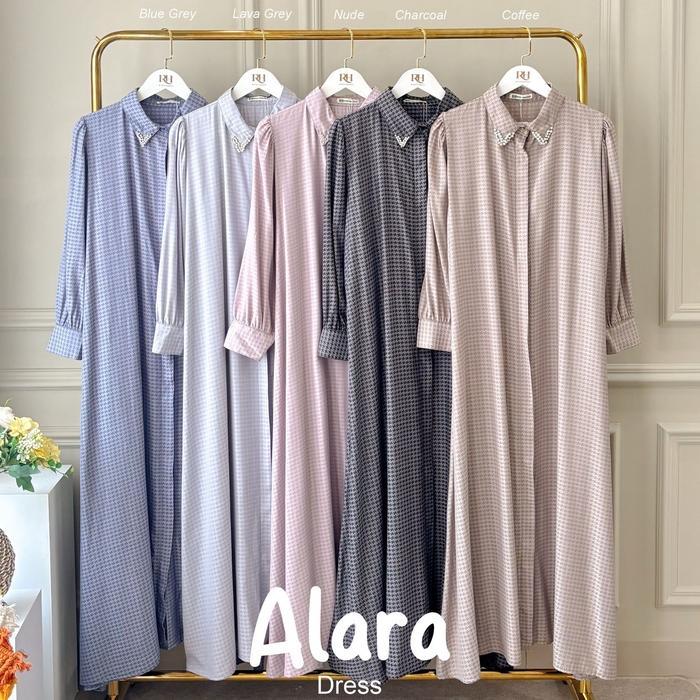 Rh Col Alara Dress (Gamis Lebaran, Gamis Kondangan, Gamis Wanita) Kancing Kerah Payet Muslim Dewasa 