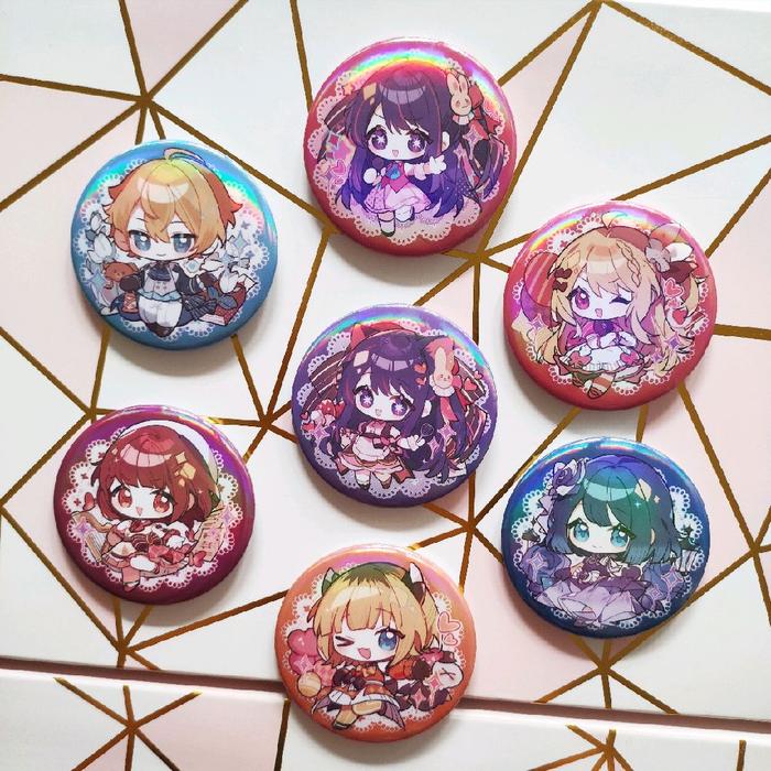 Pin Badge Anime Oshi No Ko Merchandise Laminasi Hologram Ai Aqua Ruby Hoshino Kana Arima Akane Kurok