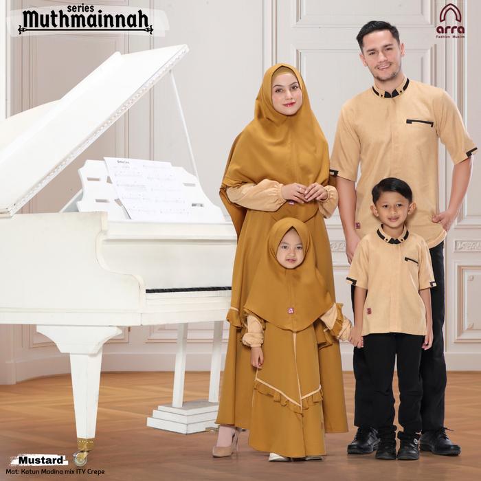 Baju Couple Keluarga Ayah Ibu Anak Series Muthmainnah Warna Kuning Mustard Sarimbit Couple Kapel Gam