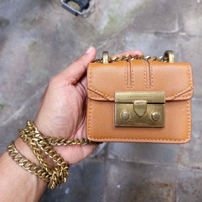 Charles and Keith Micro Crossbody Bag with Gold-tone Hardware
