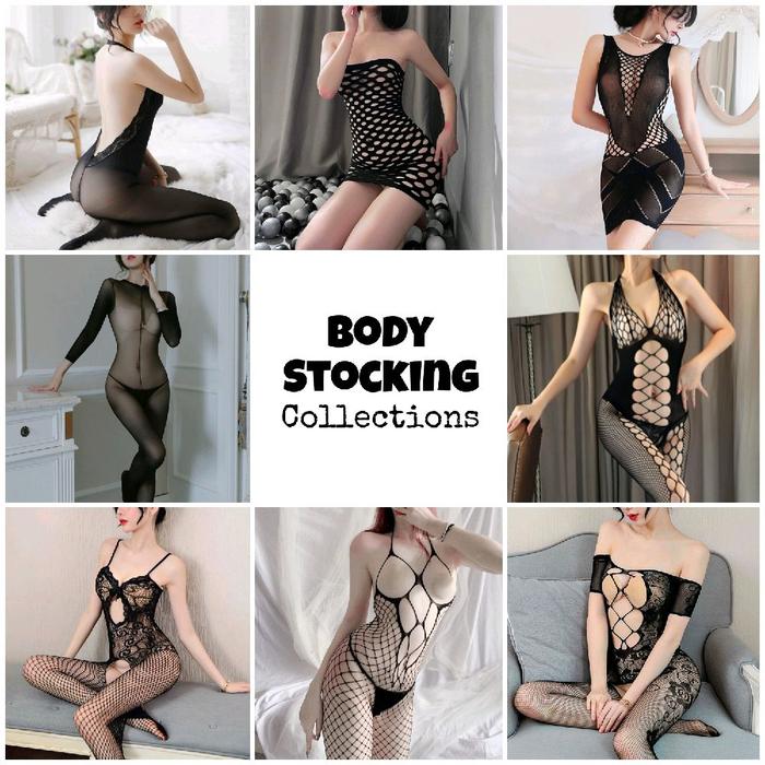 Body Stocking Collections - Stoking Badan Jaring Big Size Seksi Lubang Dada - Sexy Lingerie Open Cro