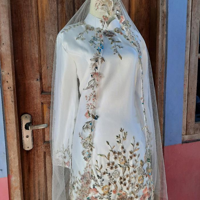 kebaya akad melayu putih BW free veil hijab kualitas butik bisa request desain Dress Gaun Mewah Peng