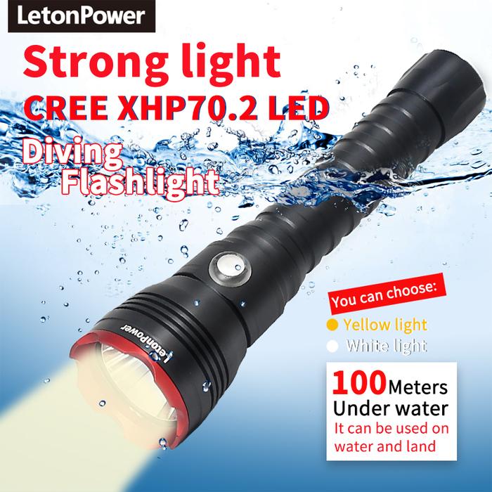 Senter Menyelam CREE XHP70.2 LED Senter 4000Lumen untuk Bawah Air