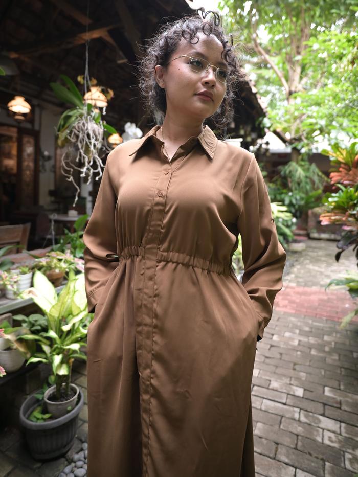 Maroon The Label - Ananta Dress -Classic Style Dress-Dress Premium-Dress Wanita-Dress Polos Wanita-M
