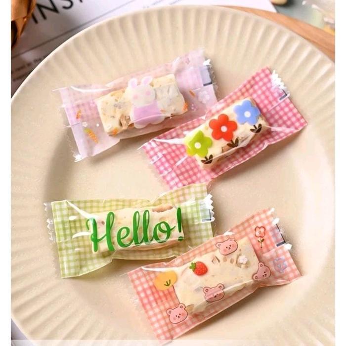 200pcs / 100pcs PLASTIK NOUGAT PERMEN IMLEK SINCIA LUCU 4x9.5CM PLASTIK SEALER PERMEN KAWAII - ps4-