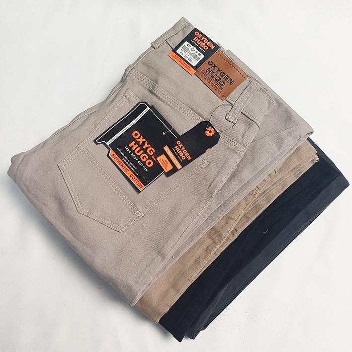 Celana Jeans Oxygen Hugo Regular Premium 100% Cotton Cream